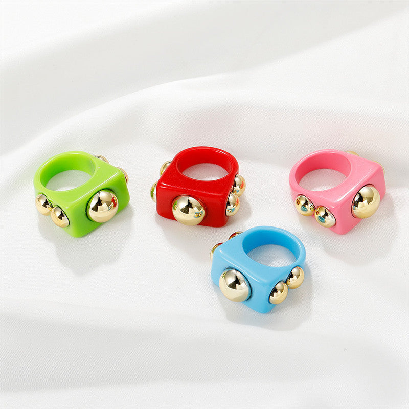 Geometric Resin Ring For Women Acrylic Finger Ring Statement Accessory Exaggerated Design Jewelry Trendy Style