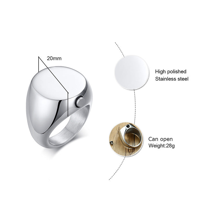 Stainless Steel Ring For Men Simple Geometry Band With Memorial Ash Holder Urn Keepsake Jewelry Loyal Keepsake