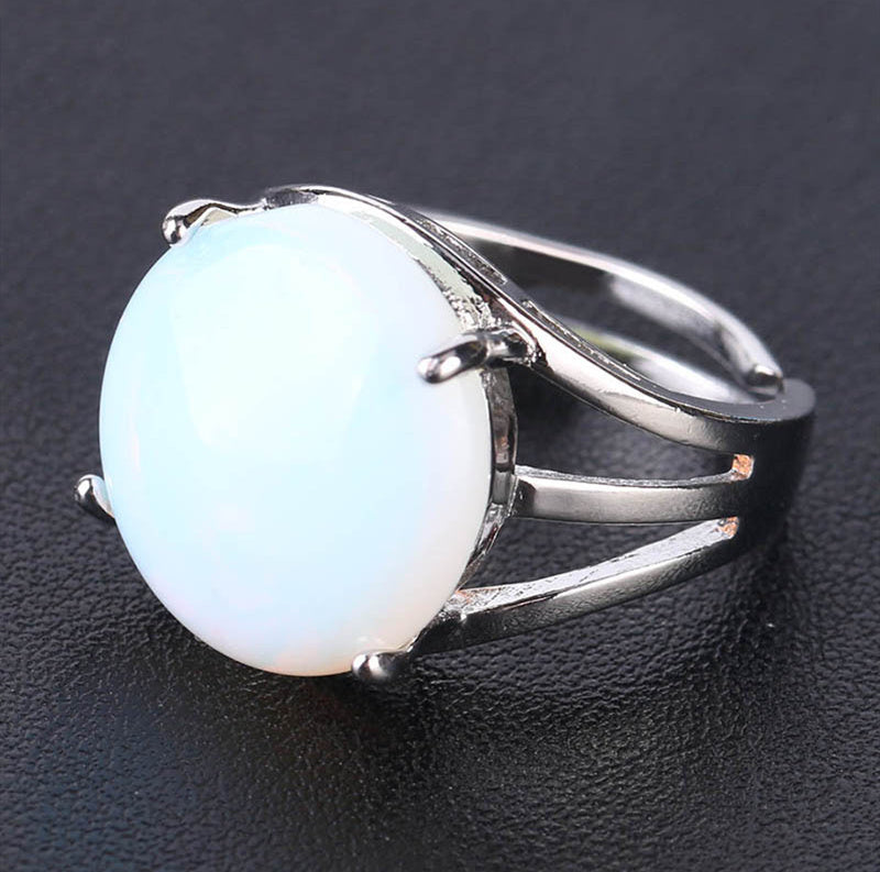 Crystal Hollowed Ring With Natural Stones And Copper Accessories European Style Gift Men Women Friends Jewelry