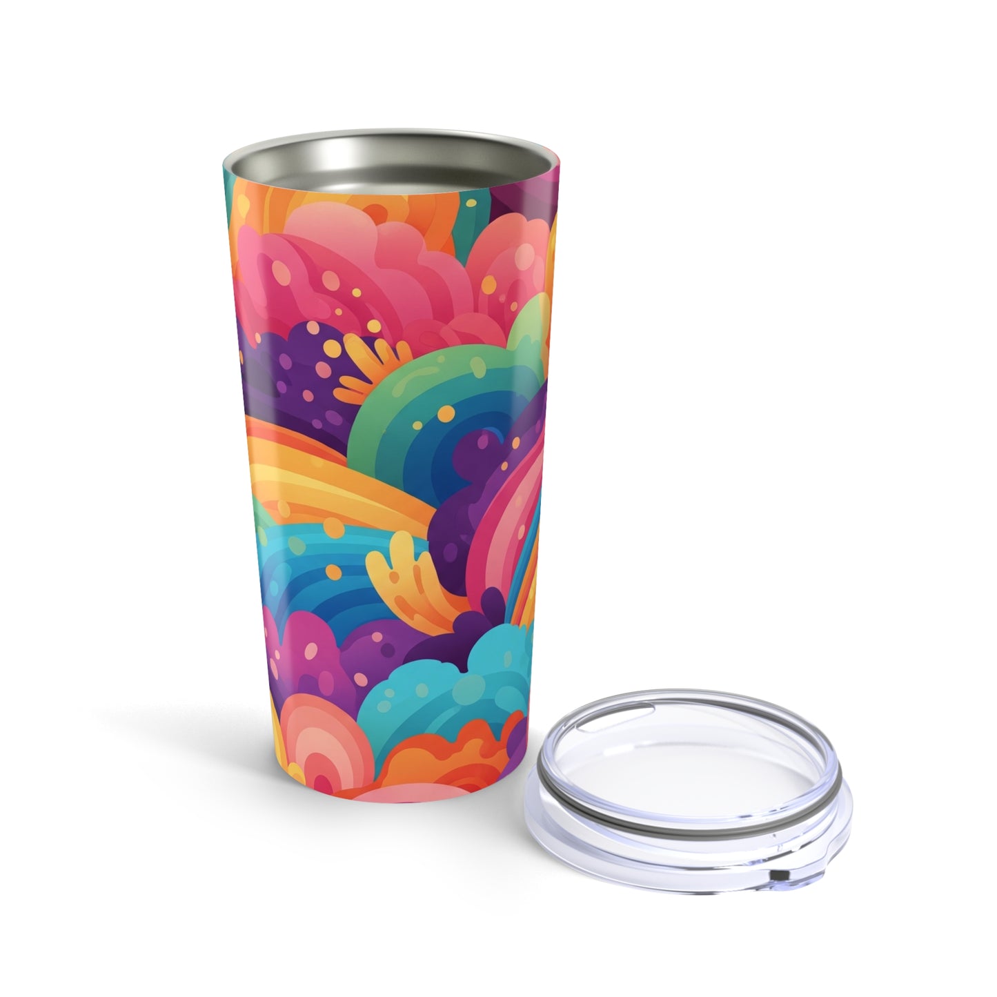 20oz Stainless Steel Tumbler With Double Wall Vacuum Insulation Leak Proof Printed Design Durable Travel Mug For