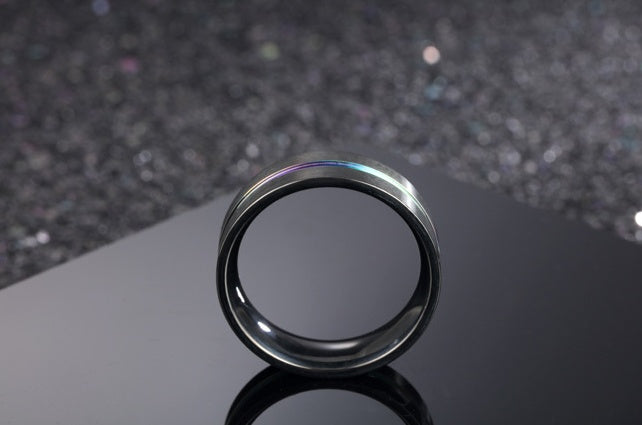 Mens Rainbow Titanium Steel Rings Brushed Finish Durable Fashion Jewelry Bands For Everyday Wear Sizes 6 To 12