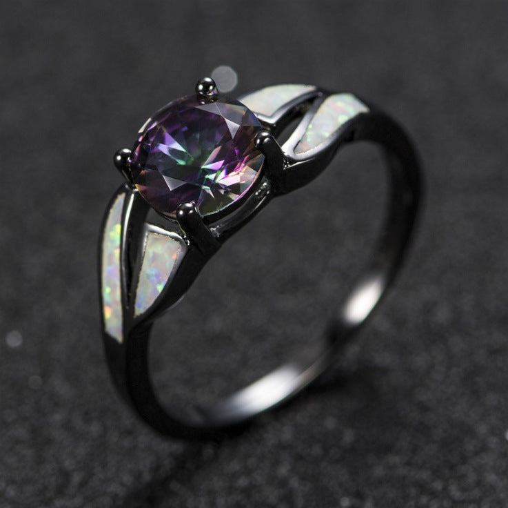 Women Cubic Crystal Ring Colorful Dazzling Alloy Fashion Jewelry Durable Versatile Statement Gift Elegant Look
