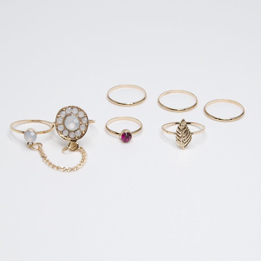 Vintage Knuckle Ring Set Bohemian Gold Plated Alloy Rings Turquoise Accents Fashion Finger Jewelry 7 Piece Set