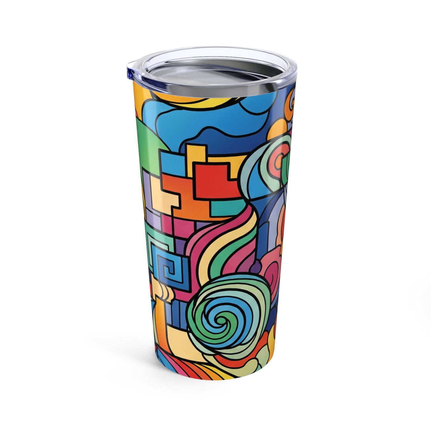 20Oz Stainless Steel Travel Mug With Double Wall Vacuum Insulation Spill Resistant Printed Design For Hot Or Cold