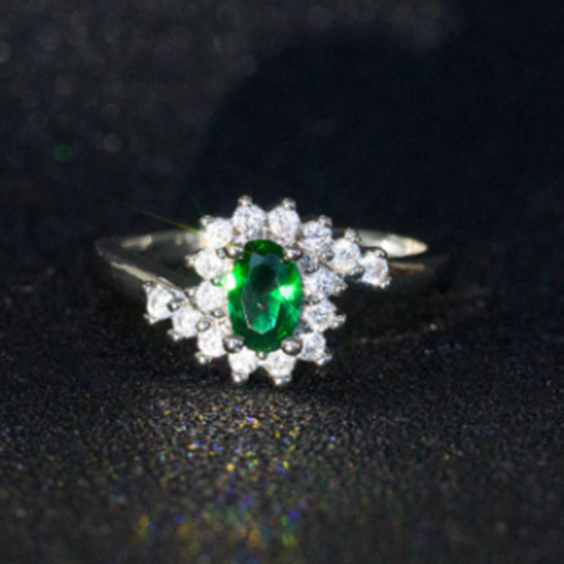 Geometric Alloy Ring With Inlaid Artificial Gemstones Electroplated Metal Fashion Jewelry For Women Party Style