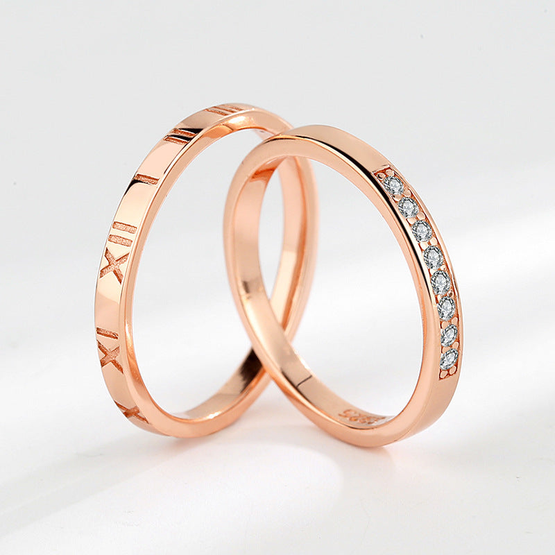 Simple Retro Ring for Men and Women Korean Version Rose Gold Band Fashion Jewelry Gift for Her and Him Anniversary Ring