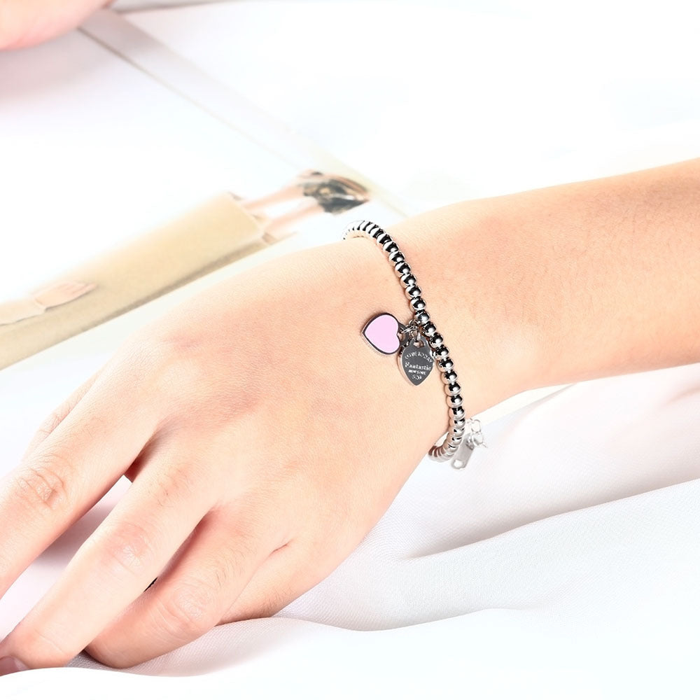 Womens Heart Shaped Stainless Steel Friendship Bracelet Individually Packed Gift For Her Gift For Everyday Use