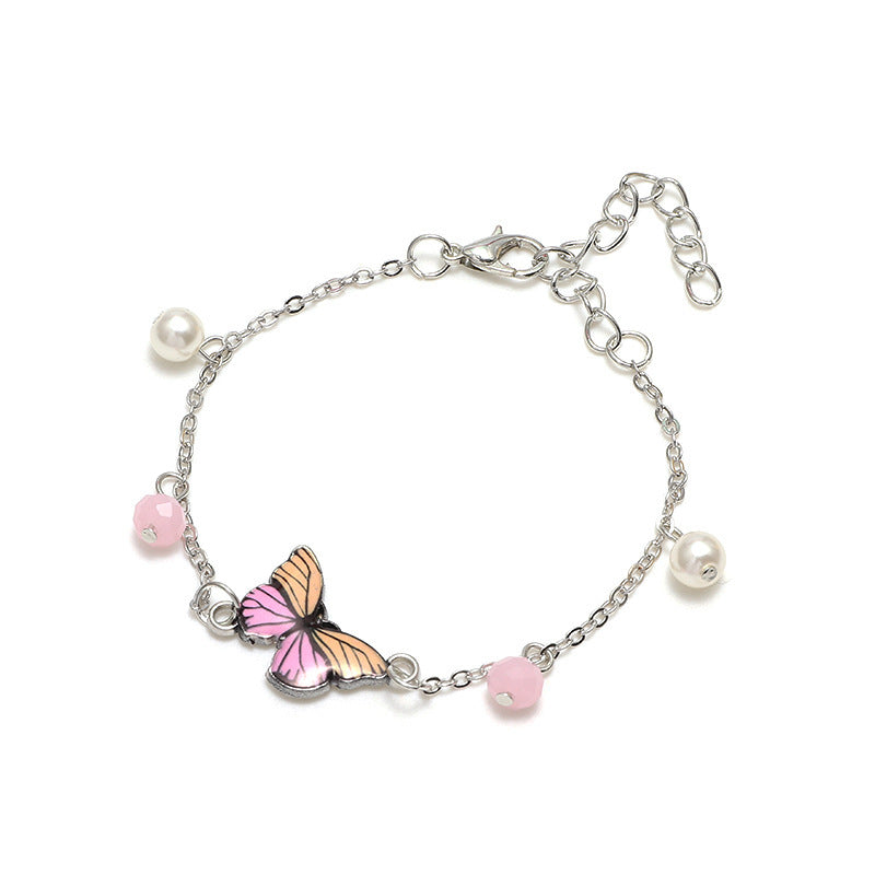 Butterfly Alloy Bracelet Bangle With Elegant Oil Drop Pendant Butterfly Charm Jewelry Gift For Women And Girls