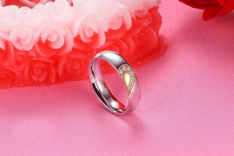 Stainless Steel Couple Ring Geometric Style for Partners Gift Open Ceremony Anniversary Great Gift for Couples