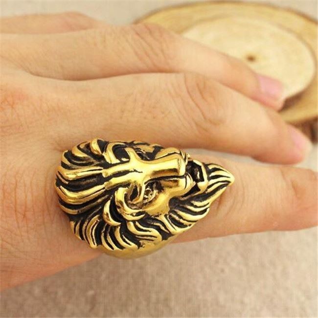 Mens Lion Ring Titanium Steel Casting European American Style Ring Biker Statement Jewelry European Design For Men