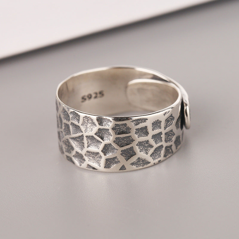 Womens Sterling Silver Ring Irregular Wave Design Retro Style Fashion Jewelry For Women Polished Finish Fine Craft