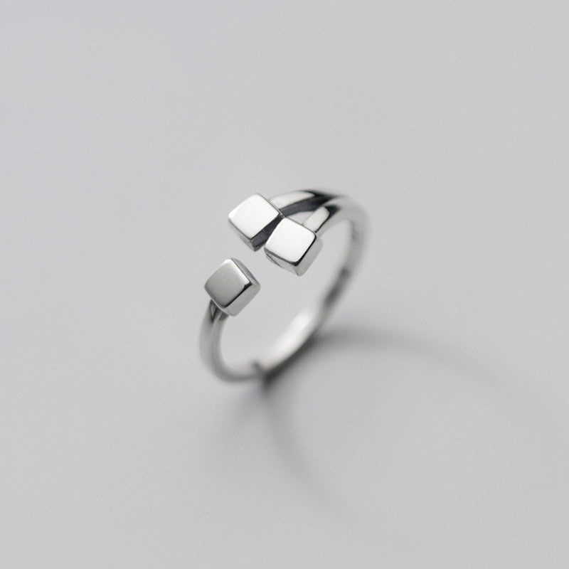 Silver Ring For Women And Girls Simple Square Design Korean Fashion Jewelry Geometric Minimalist Ring Gift Love