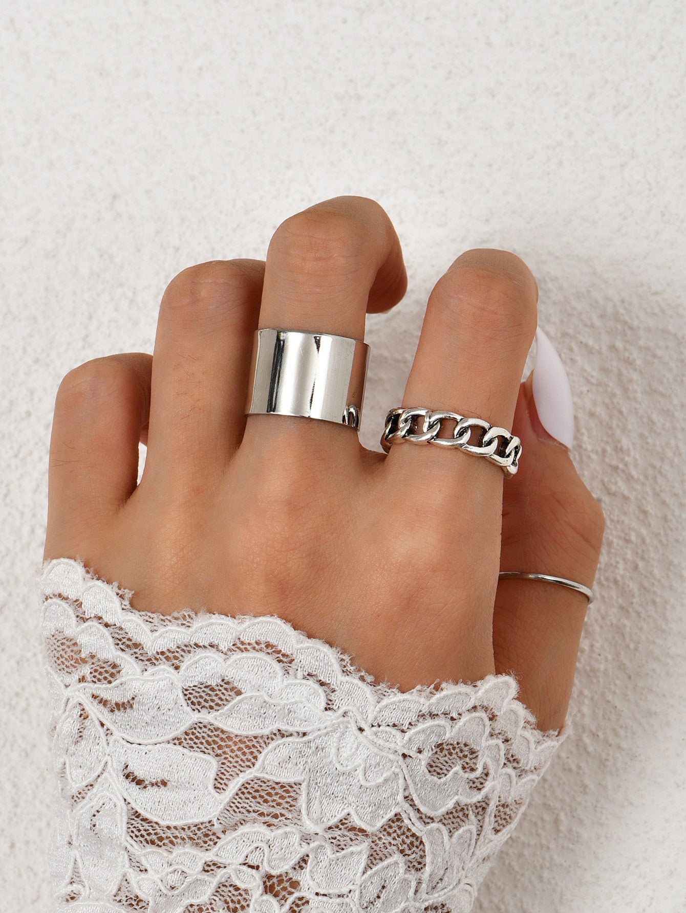 Women Geometric Ring Set Fashion Jewelry Electroplated Irregular Shape Zinc Alloy Metal Rings For Daily Styles