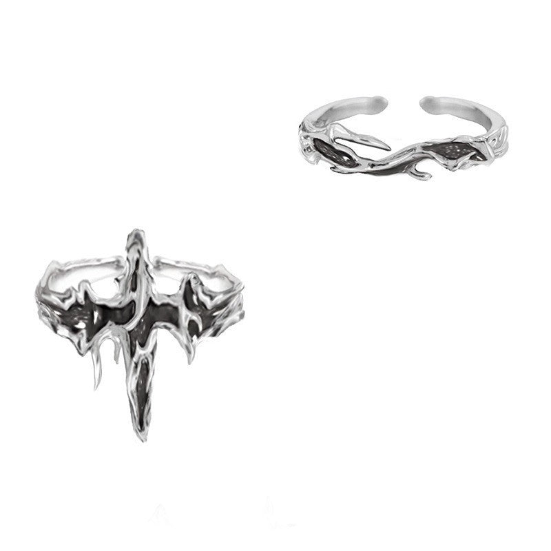 Women Alloy Ring With Inlaid Zircon Geometric Design Asymmetrical Foldable Irregular Texture Jewelry Elegant Style