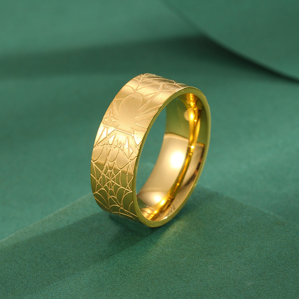 Geometric Spider Ring Stainless Steel Jewelry For Halloween And Everyday Wear Gold Finish Minimalist Design Set