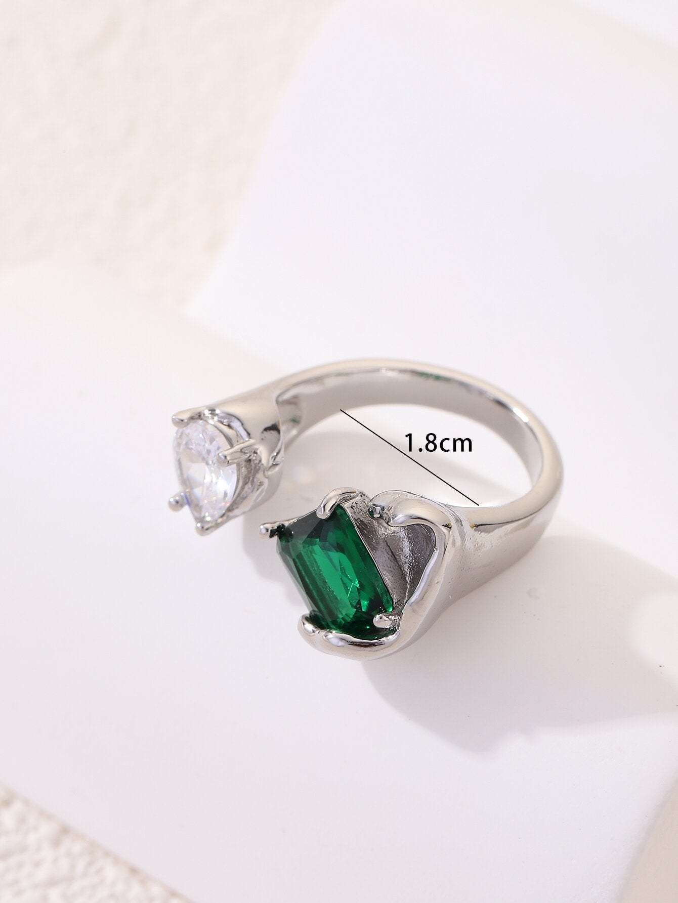 Emerald Elegant Copper Ring With Electroplating Finish Free Size Jewelry For Women Gift Ready Everyday Wear