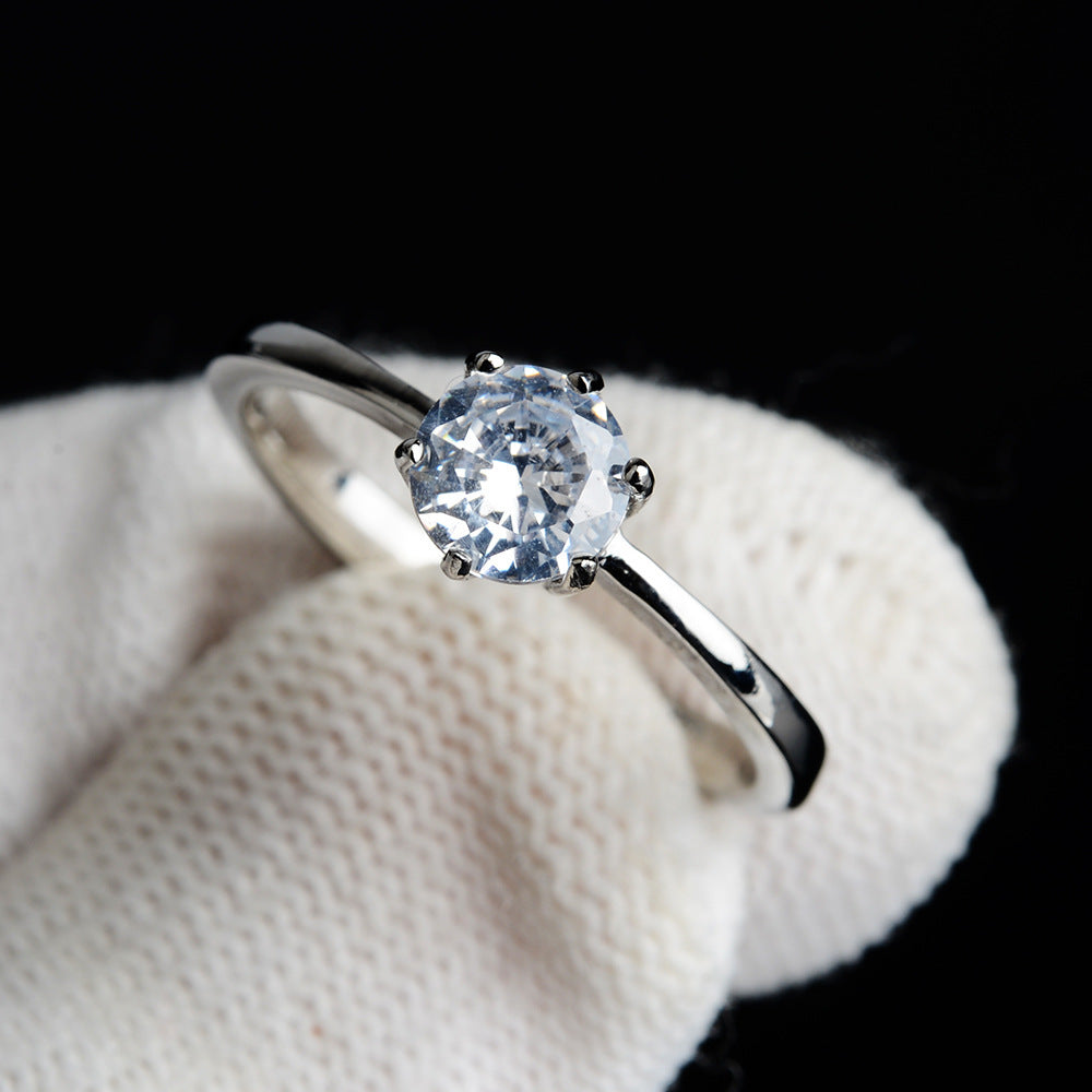 Simple Six Claw Womens Ring Stainless Steel Mosaic Inlay Gem Fashion Gold Rose Gold Steel Sizes 5 6 7 8 9 Gold