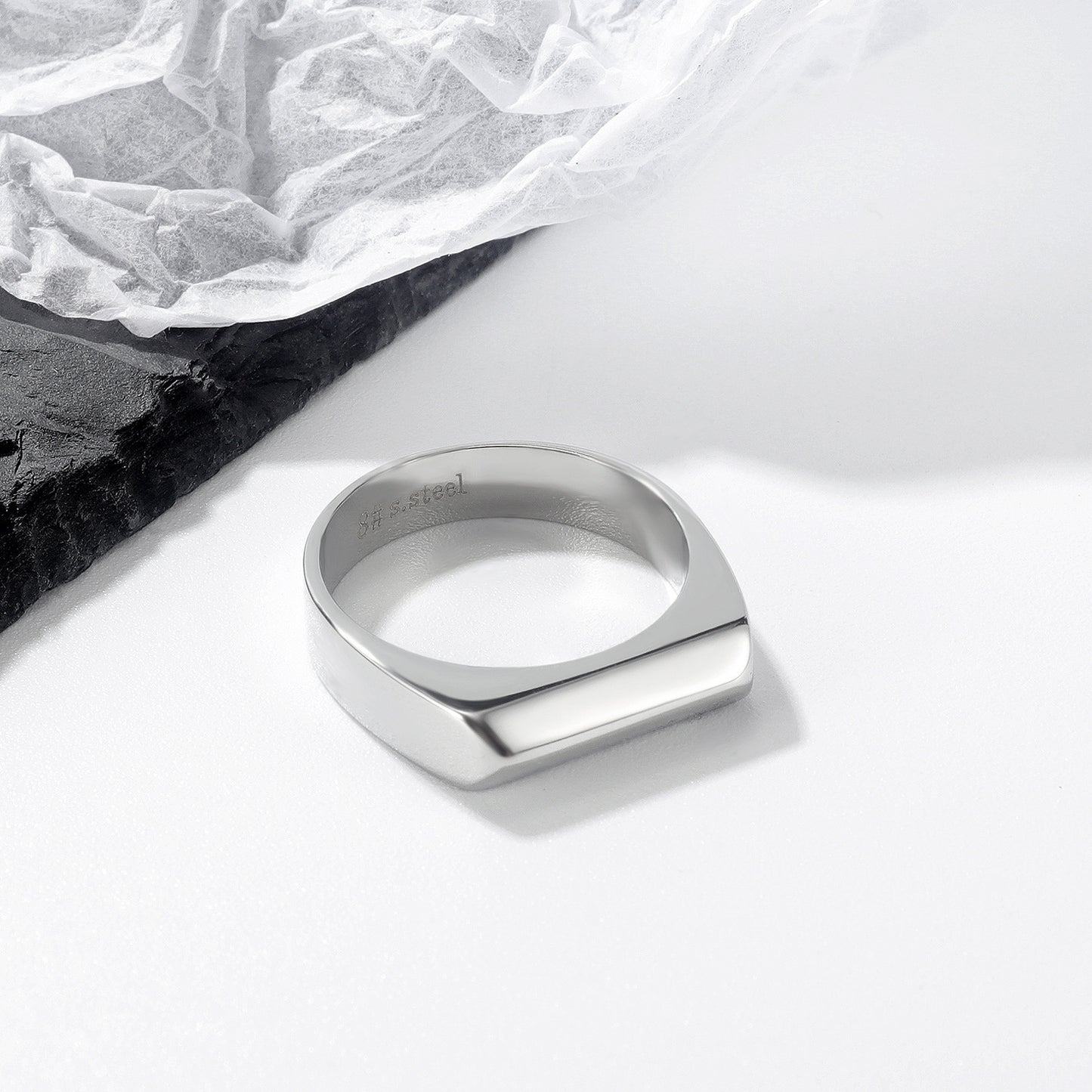 Titanium Steel Index Finger Ring Geometric Hip Hop Style Durable Fashion Jewelry Modern Statement Piece Sizes 6 7 8