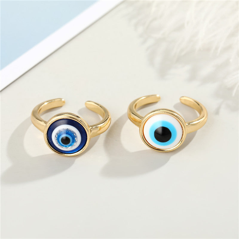 Copper Ring With Blue Eye Resin Design Adjustable Opening Fashion Ring Jewelry Gift For Her And Girls In Style