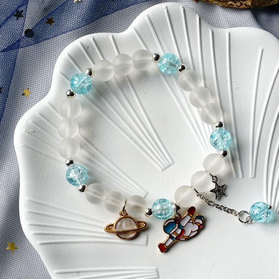 Unisex Alloy Bracelet Astronaut Girl Picking Stars Design Elastic Rope Zodiac Animal Electroplated Individually