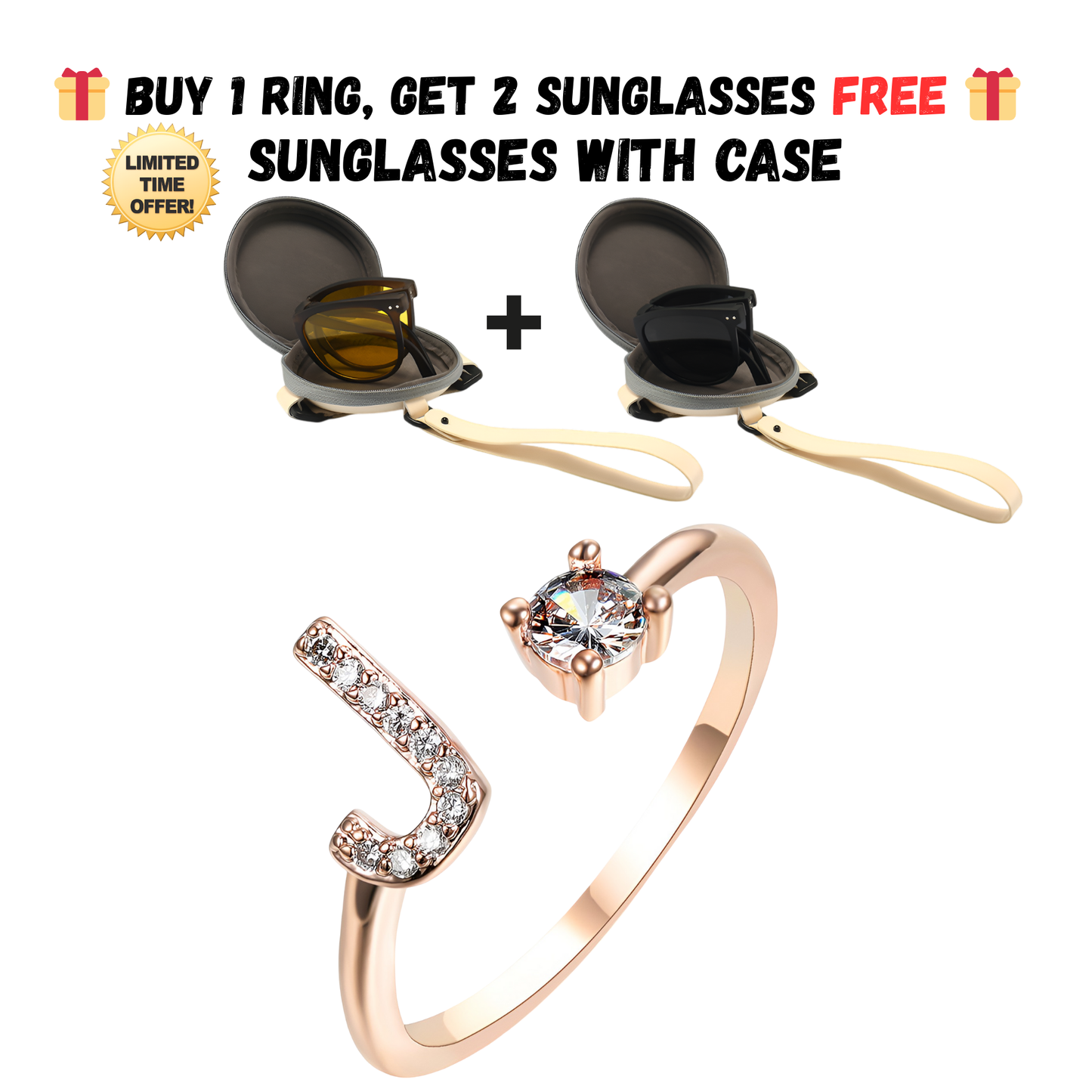 Adjustable Letter Zircon Ring with Alphabet Initials A Z Copper Alloy Jewelry Gift for Women Elegant Gift Idea