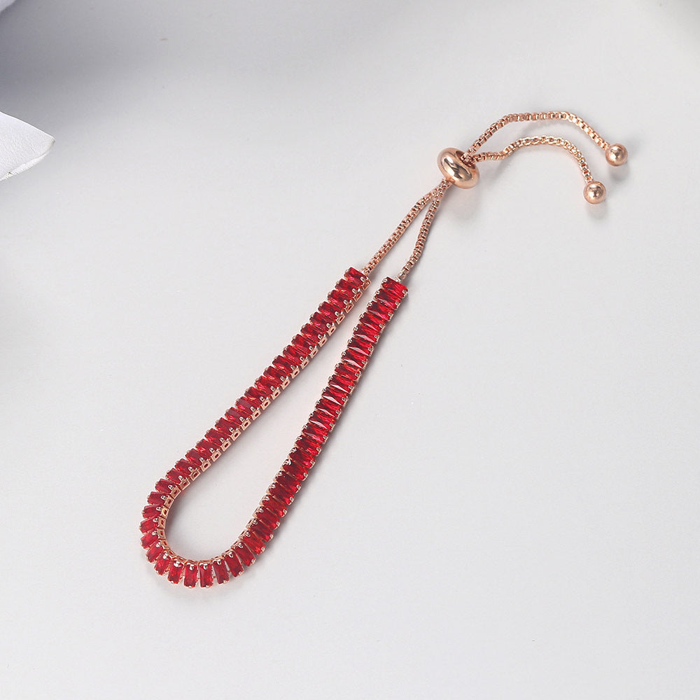 Geometric Copper Crystal Bracelet For Women Rose Gold Finish Adjustable Bangle Jewelry Gift For Her With Elegant Design