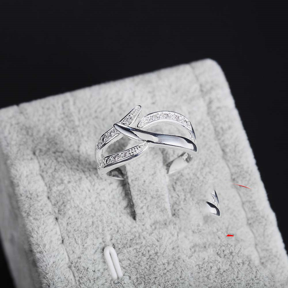 Exotic Silver Plated Copper Ring With Alloy Inlaid Gemstones Hypoallergenic For Women Gift For Special Occasions