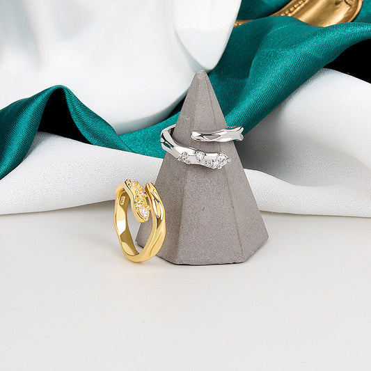 Womens Geometric Snake Ring Adjustable Copper Plated Ring