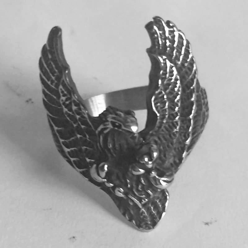 Mens Eagle Ring Polished Titanium Steel Ring Natural Animal Ring Bird Ring Statement Ring for Men Jewelry Gift Eagle Jewelry Polished Ring