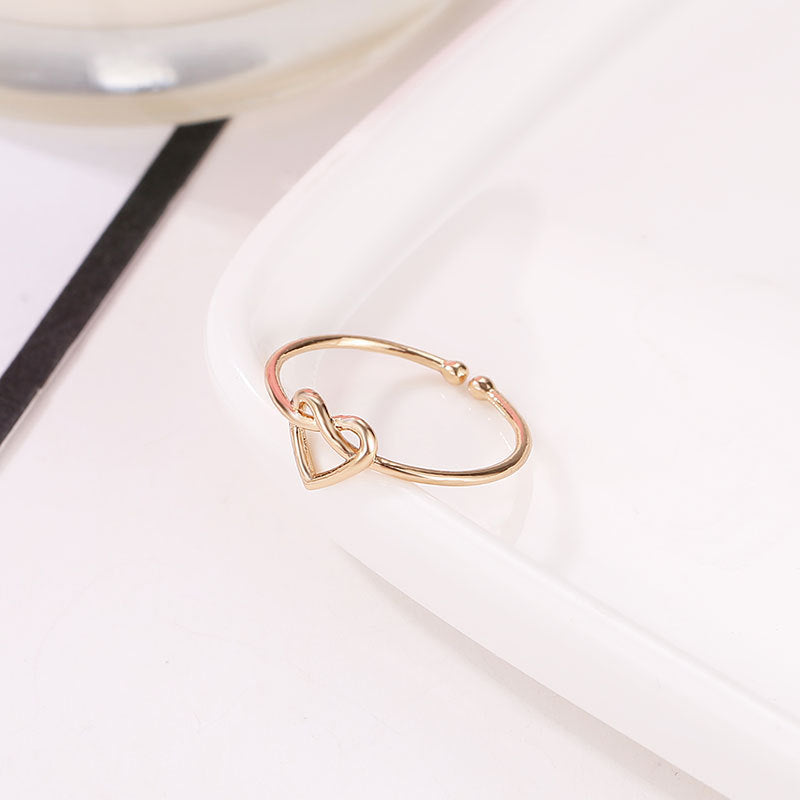 Heart Ring Adjustable Open Ring Band Metal Ring for Women Girls Love Hollow Ring Fashion Jewelry Valentine Day