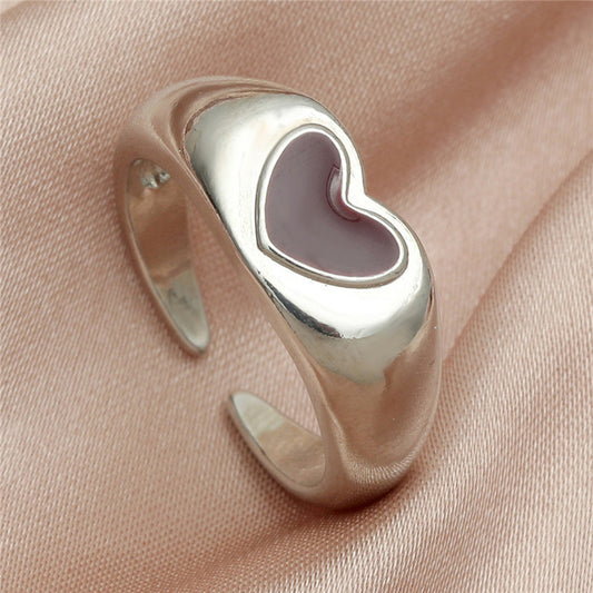 Heart Ring For Women Girls Geometric Index Finger Ring Korean Creative Alloy Ring Electroplated Finish Ins Ring