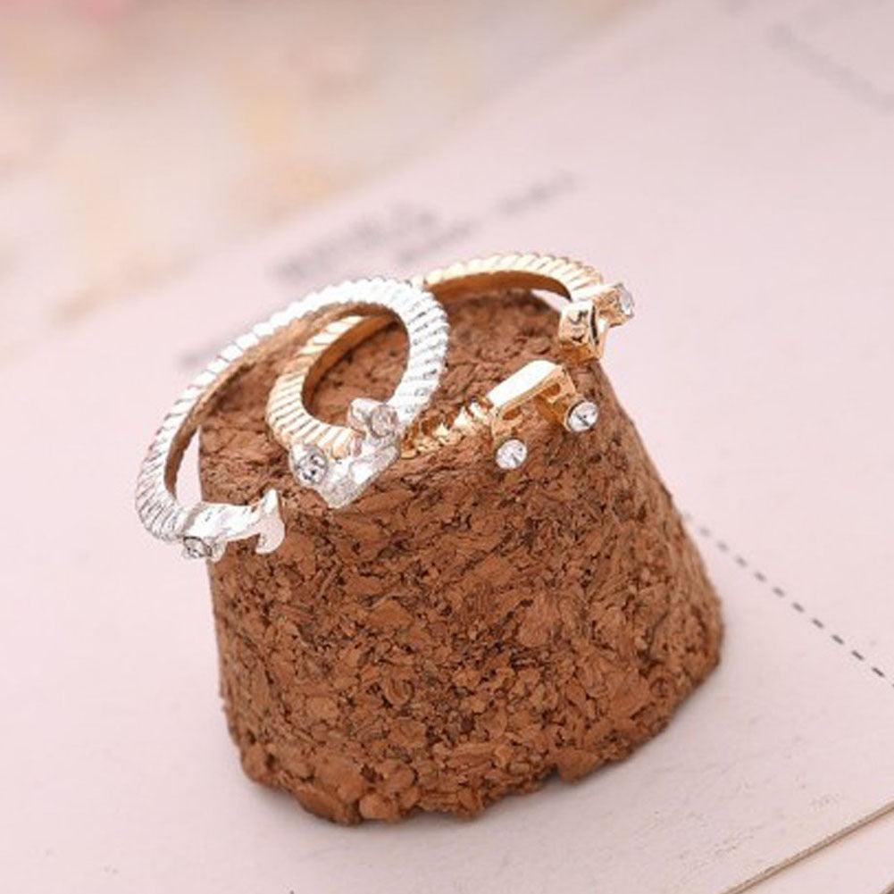Womens Geometric Gold Inlay Alloy Ring With Rhinestone Accent Korean Style Travel Souvenir Ring For Daily Wear