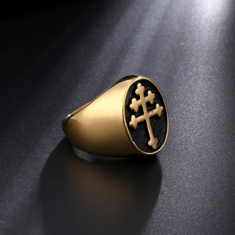Cross stainless steel ring