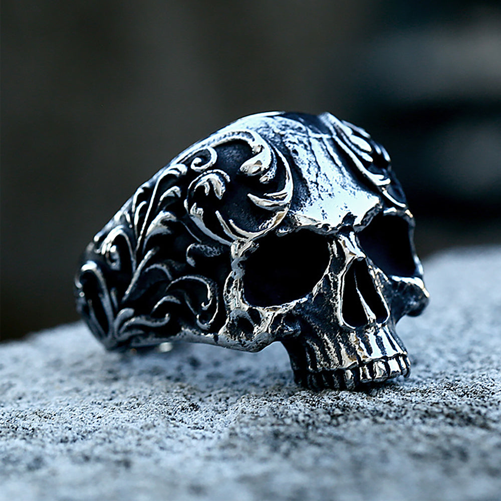 Domineering Skull Ring For Men In Stainless Steel Punk Style Polished Finish Jewelry For Daily Wear Gift Ideas