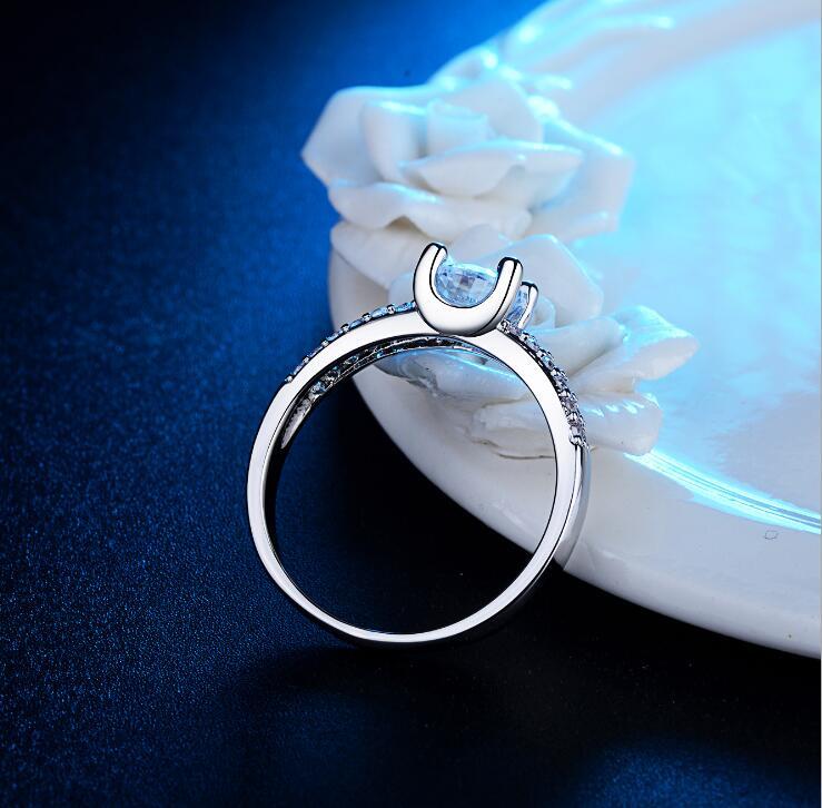 Womens Handmade Micro Inlaid Zircon Ring White Gold Plated Copper Wedding Engagement Anniversary Gift Jewelry Set