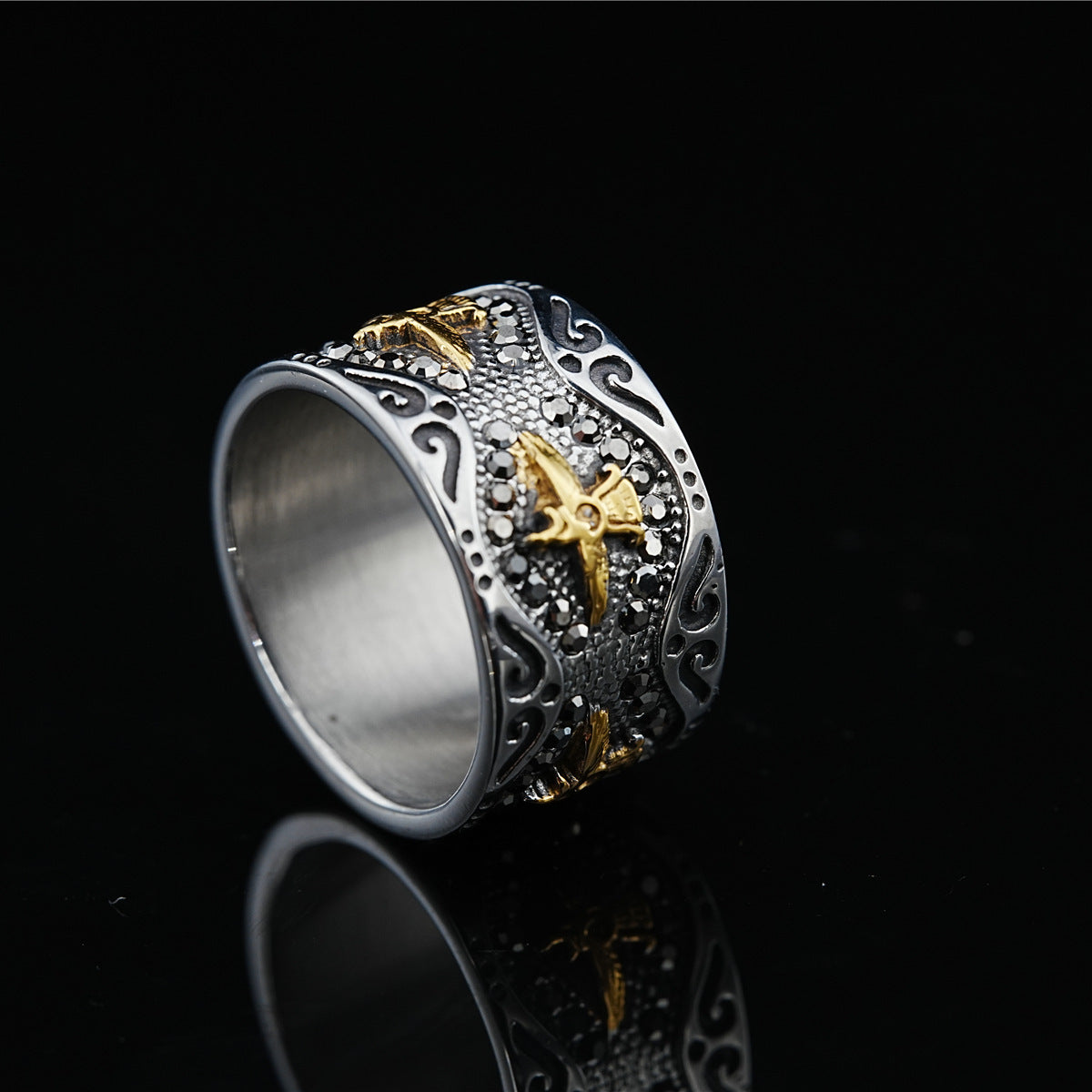 Unisex Retro Eagle Wings Ring Geometric Titanium Alloy Ring For Men Women Vintage Biker Jewelry Gift Vintage Look