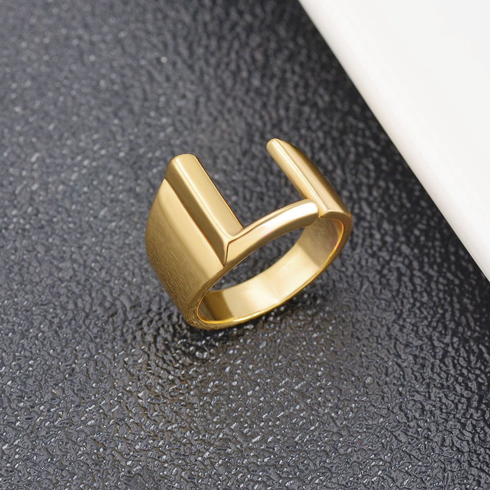 Womens Initial Letter Copper Ring With Gold Inlay A To Z Alphabet Ring For Her Birthday Gift Ideal For Girls And Women