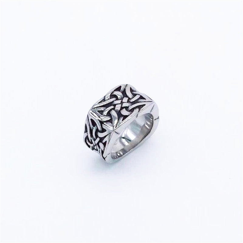 Men's Ring Nordic Viking Retro Ring Personality Punk Titanium Steel Band Statement Ring Jewelry for Men or Women Fashion Ring Gift Idea