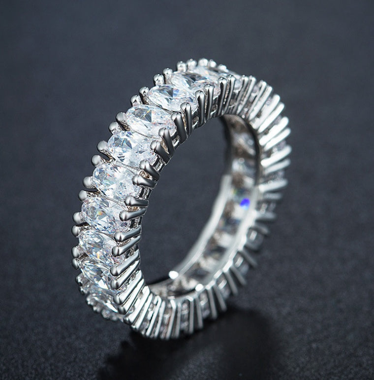 Womens Zircon Rings White Gold Plated Simulated Diamond Accent Jewelry Birthday Party Anniversary High Quality