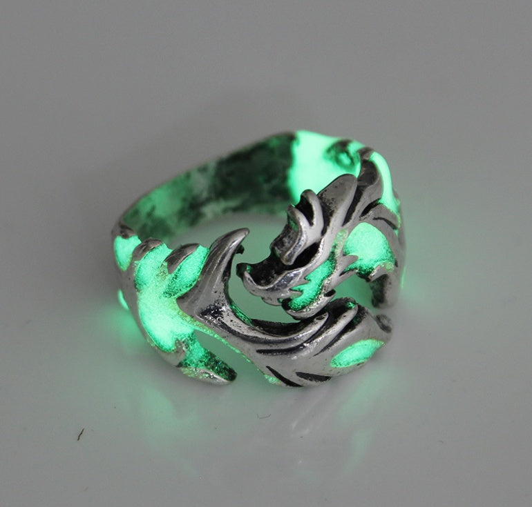 Mens Vintage Dragon Ring Copper Band With Silver And Plating Fashion Jewelry Lightweight Statement Ring Animal