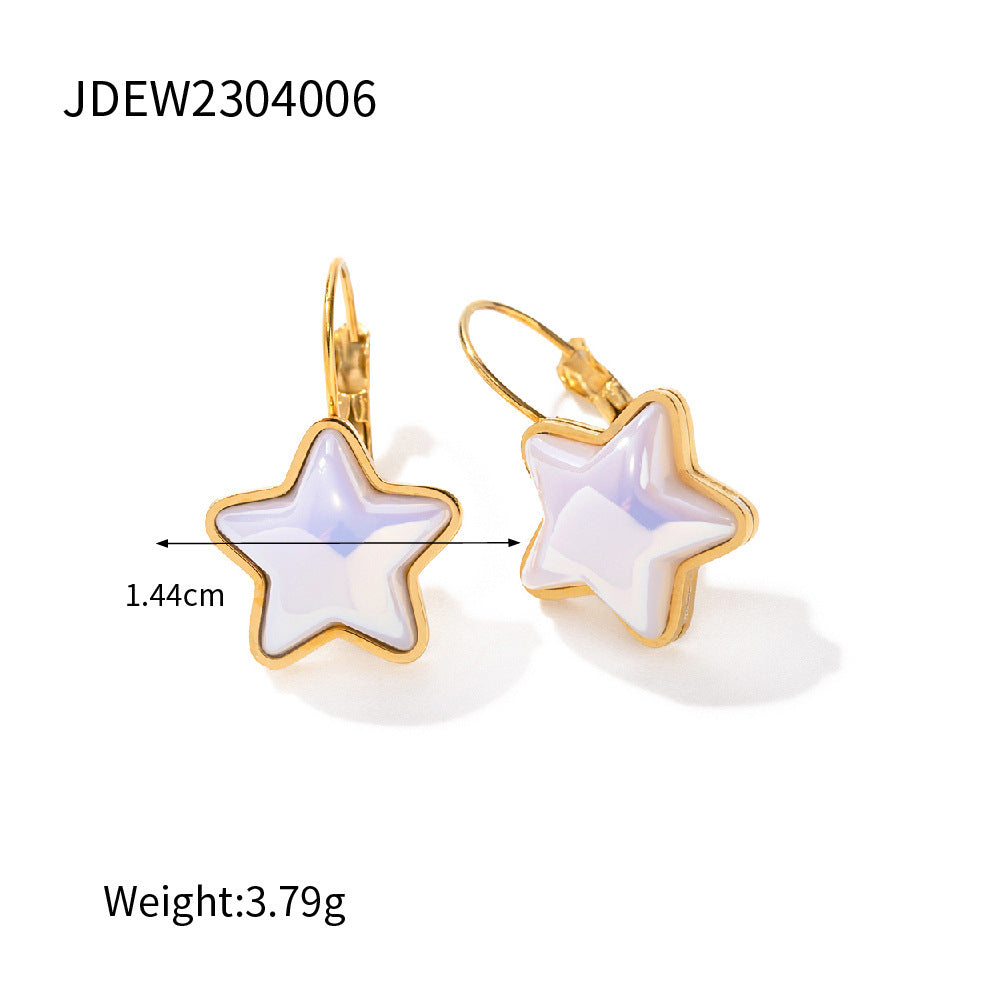 Stainless Steel Colorful Fish Bead Geometric Ring Jewelry