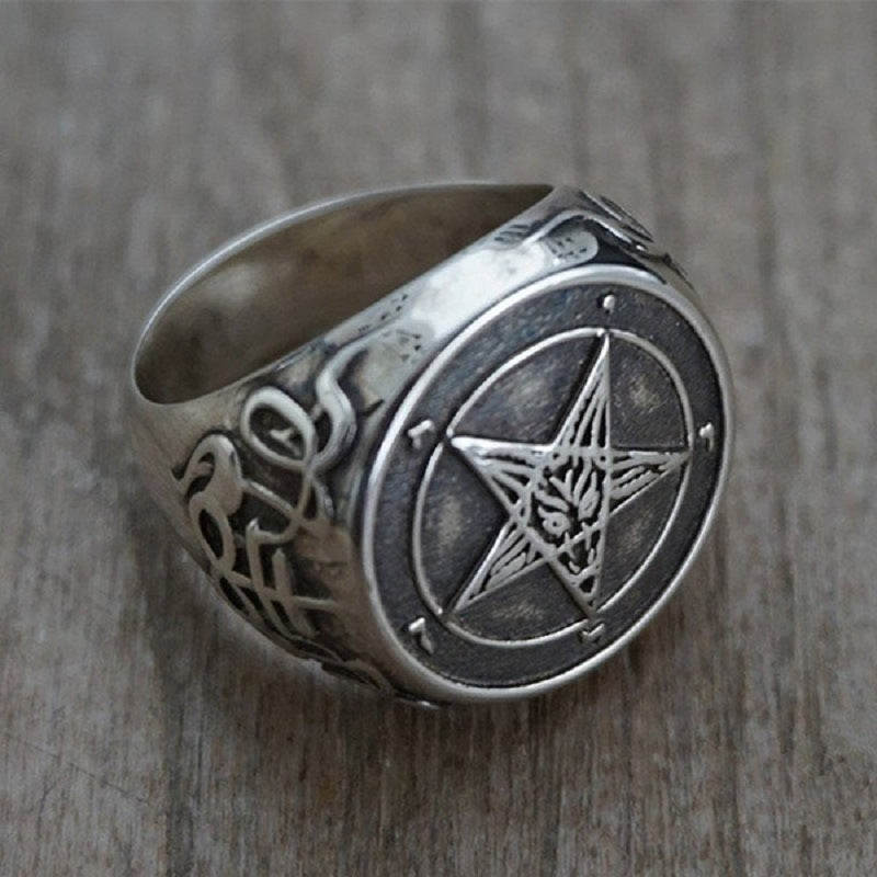 Pentagram Ring Alloy Metal Five Pointed Star Design Ring Electroplated Finish Fashion Jewelry Gift For Pointed