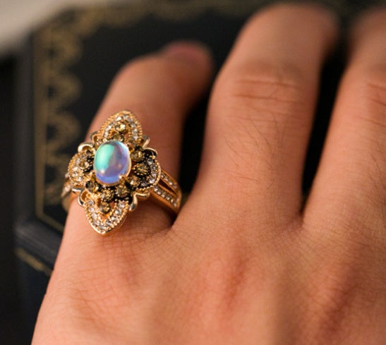 Moonstone Ring Women Alloy Jewelry Celestial Glamour