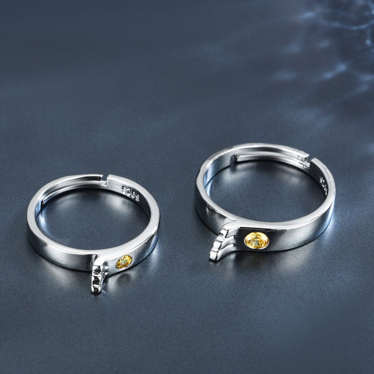 His and Hers Matching Rings Set Gold Plated Couple Rings White Copper Anniversary Promise Rings Artificial Lux