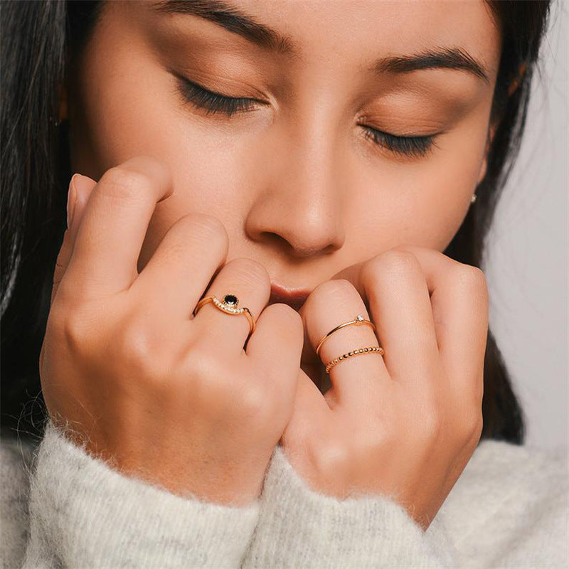 Gold Plated Sterling Silver Diamond Ring Japanese Style