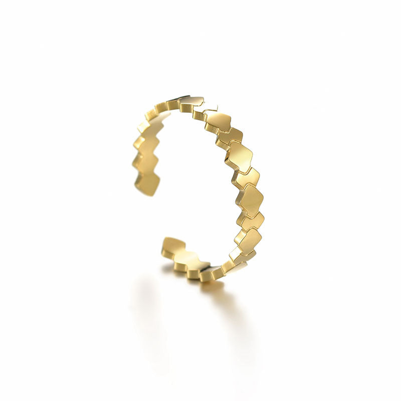 The New Geometric Diamond Ring Is Simple And Fashionable Style Geometry Stainless Steel Gold Color X1 Geometry