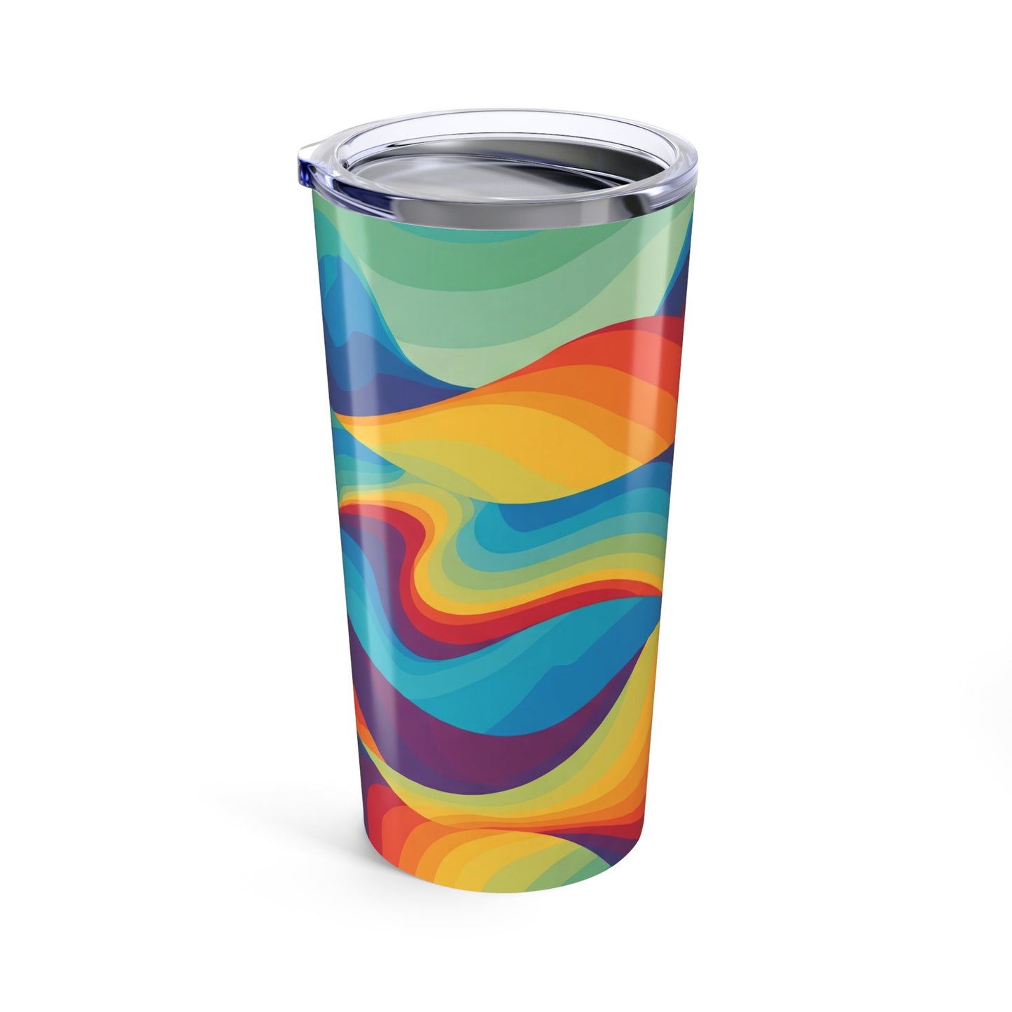 20oz Stainless Steel Tumbler With Printed Artwork Double Wall Insulation Spill Resistant Lid Dishwasher Safe