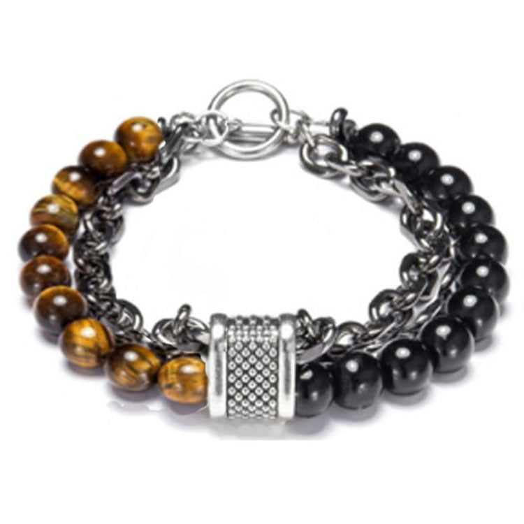 Mens Bracelet Geometric Frosted Map StoneCrystal Alloy Stainless Steel Iron Chain Fashion Jewelry Gift For Him