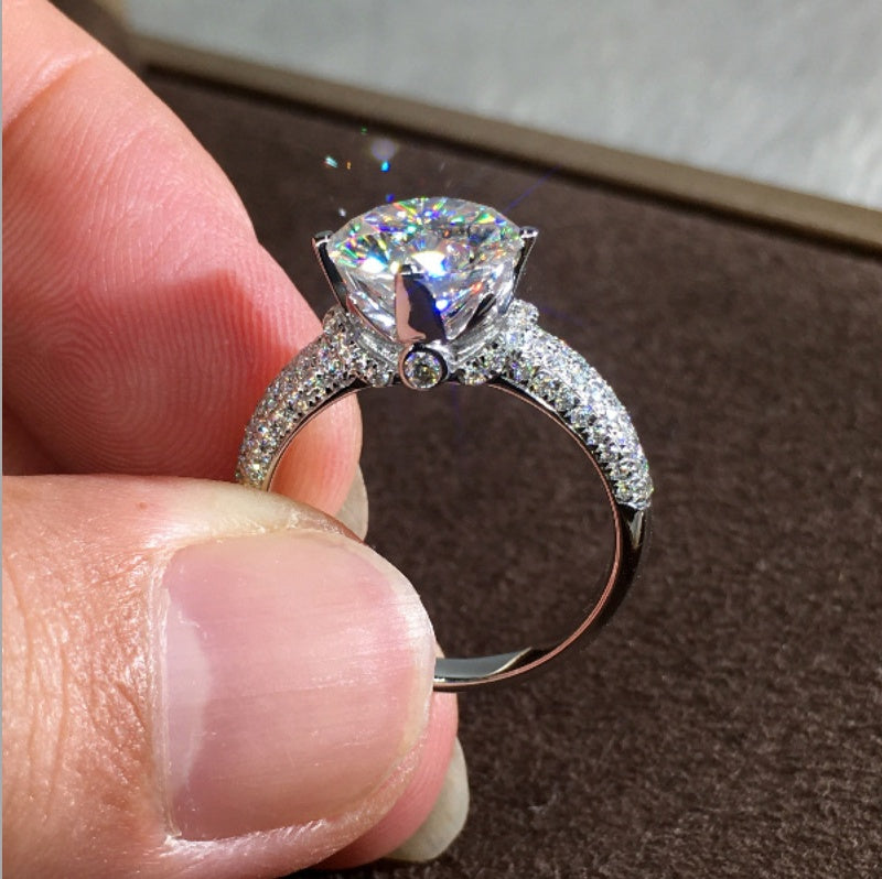 Four Claw Stone Ring With Diamond Petals Dainty Jewelry