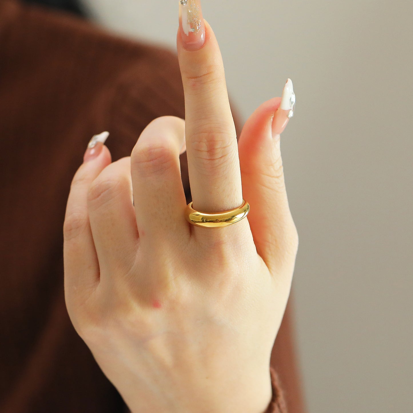 Women Titanium Steel Ring Irregular Design Electroplated Fashion Jewelry Durable Accessory Everyday Style Look